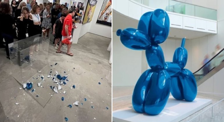 Escultura avaliada em R$ 217.000 quebrou em pedaços, depois de ter levado chute acidental