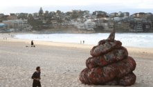 Escultura gigante de cocô é deixada em praia para alertar sobre a poluição dos oceanos
