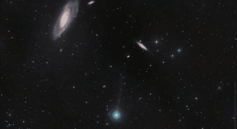 Nesta foto, conseguimos ver diversas galáxias, como a Messier 106 (no canto superior esquerdo), a NGC 4217 (na direita), além do cometa C/2023 H2 LemmonNão saia daí! WhatsApp vai liberar o uso de até duas contas no mesmo celular