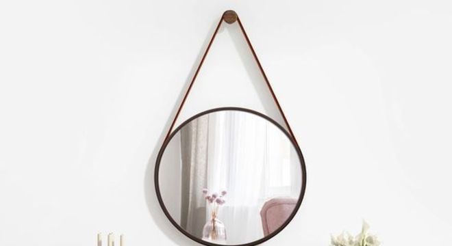 espelho adnet - aparador de madeira crua e espelho 