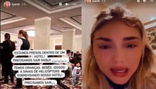 Esposa de Maycon chora e fala de 'situação desesperadora' na Ucrânia: 'Estamos presos no sótão do hotel'