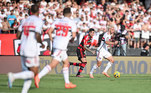 No segundo tempo, as equipes buscam mais jogadas ofensivas. O São Paulo queria aumentar a vantagem, e o Flamengo buscava o empate