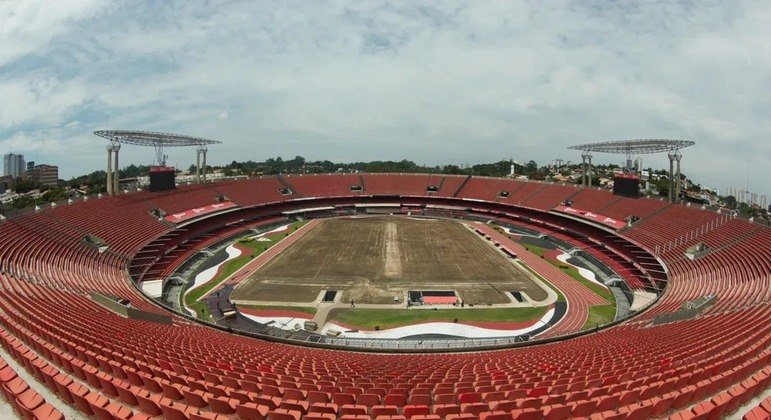 Estádio do Morumbi já não está mais com o gramado