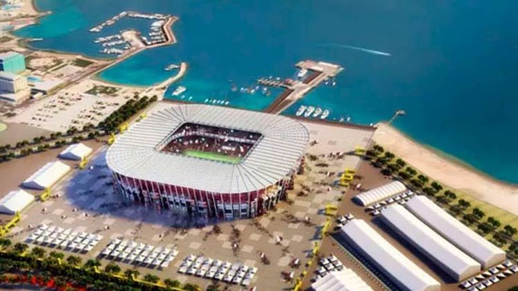 Estádio Ras Abu Aboud - Cidade: Doha - Capacidade: 40 mil torcedores (após a Copa, será desativado) - Previsão de inauguração em 30 de novembro de 2021