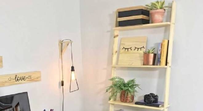  Estante escada madeira para home office