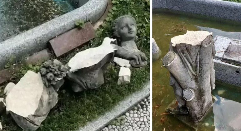 A estátua ficou totalmente destruída