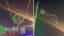 Elástico de estilingue gigante arrebenta e jovens vivem momento de tensão em parque