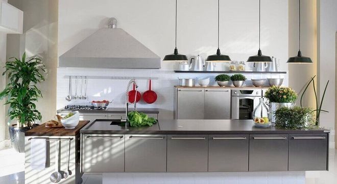 estilo contemporâneo para cozinha conceito aberto com ilha