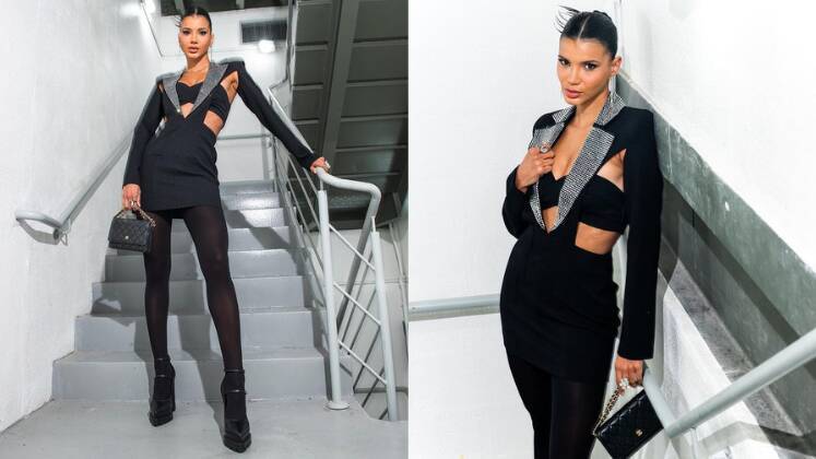Jakelyne Oliveira mostrou que, assim como a Maaca, ela é uma mulher de atitude e preparou um look exclusivo para prestigiar a supeprodução: 