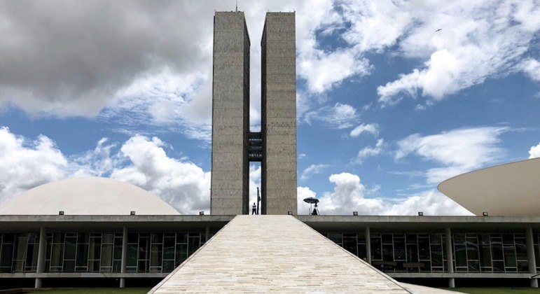 Estrutura do Congresso Nacional, na Esplanada dos Ministérios, na área central de Brasília