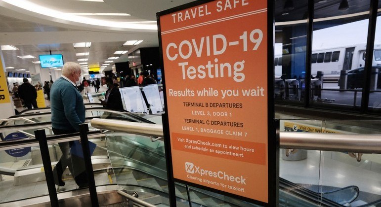 Anúncio de instalação de testes de Covid-19 no Aeroporto Internacional de Nova Jersey
