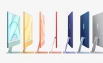A nova linha de iMacs possui sete cores diferentes e conta com o processador M1, desenvolvido pela própria Apple, e aumenta o desempenho do computador. Além disso, o dispositivo tem um display de 24 polegadas com uma resolução de 4.5K