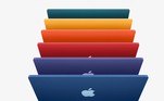 O novo iMac agora pode ser comprado nas cores, azul, roxo, vermelho, laranja, amarelo e verde, além do tradicional cinza