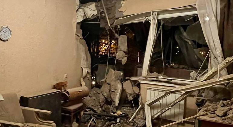Imagem mostra danos provocados após uma explosão na cidade de Belgorod