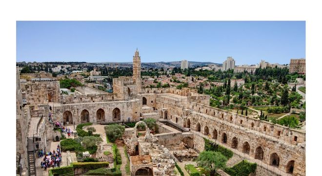 Imagem da cidade velha de Jerusalém vista da torre de Davi