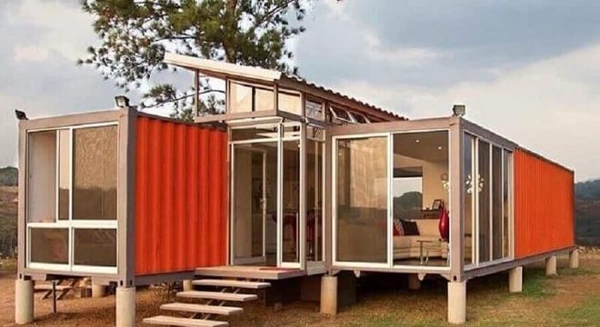 Fachada de casa contêiner