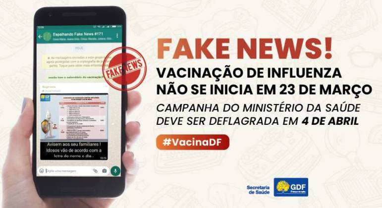 Postagem do GDF informando data correta da campanha de vacinação contra a gripe
