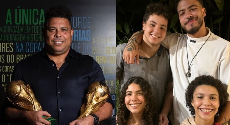 Ronaldo e os filhos: Ronald, Alexander, Maria Sofia e Maria Alice