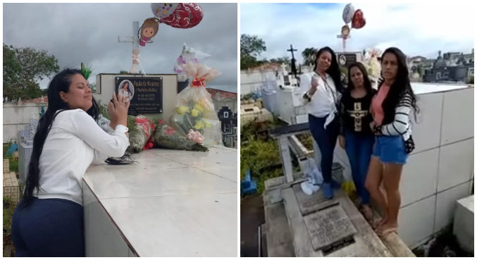 Irmã e primas de Paulinha Abelha fizeram homenagem no cemitério