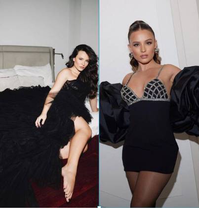 Quem também subiu à passarela no mesmo desfile em que Taís marcou presença foi Larissa Manoela. Durante a passagem da atriz por Paris, os looks usados por ela eram em sua maioria pretos e nada básicos. Ela apareceu deslumbrante em um vestido longo e repleto de babados, com direto a fenda lateral e cauda gigantesca