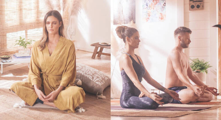 Fernanda Lima e Rodrigo HilbertFernanda também pratica ioga há muitos anos e até tem um espaço dedicado à modalidade em sua casa. O maridão, Rodrigo Hilbert, também acompanha a amada na hora do exercício. 