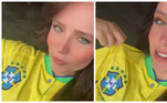 Nos stories do Instagram, Larissa Manoela exibiu a tradicional amarelinha, com direito a maquiagem nas cores verde e amarelo para combinar