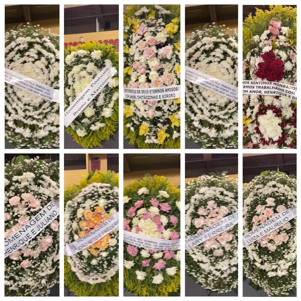 Coroas de flores enviadas por artistas e políticos ao velório da cantora Marília Mendonça