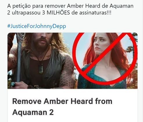 Fãs de Depp, inconformados com o afastamento do ator das telas, fizeram uma campanha para que Amber não voltasse a ser a princesa Mera na sequência de Aquaman. 