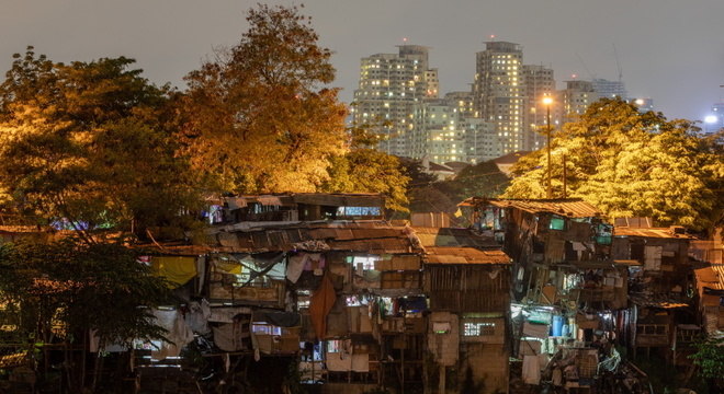 Pasig City, favela em Manila, nas Filipinas: urbanização aumenta em países mais pobres