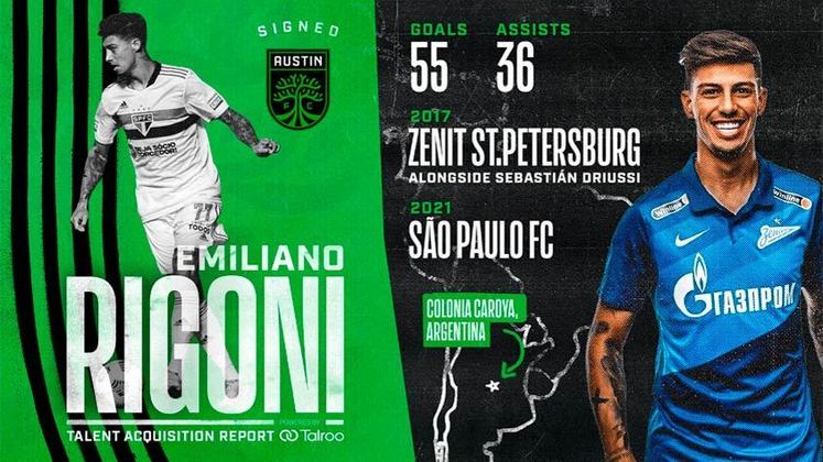 FECHADO - Emiliano Rigoni foi anunciado pelo Austin FC, dos Estados Unidos. O jogador foi comprado por quase 21 millhões de reais.