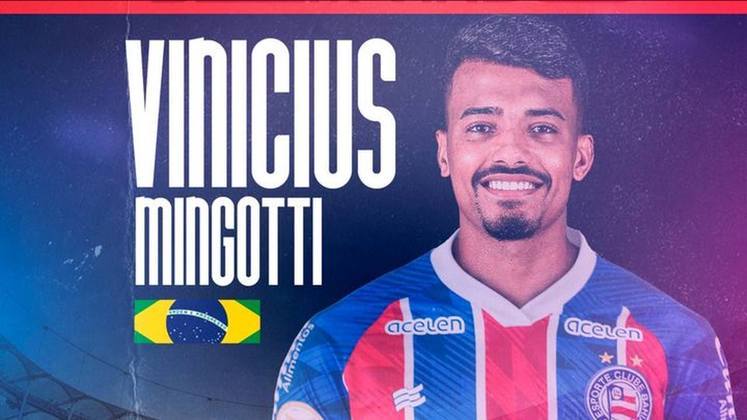 FECHADO - O Bahia anunciou o atacante Vinicius Mingotti, do Athletico, como novo reforço. O jogador chega por empréstimo até o fim da temporada, com opção de compra.