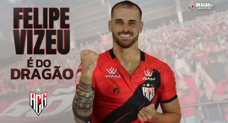 FECHADO - O centroavante Felipe Vizeu é o novo reforço do Atlético-GO para a disputa da temporada 2023 do futebol brasileiro. Antes de fechar com o Dragão, o atleta defendia as cores do Sheriff, da Moldávia.