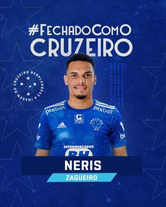 FECHADO - O Cruzeiro anunciou, nesta quarta-feira, a contratação do primeiro reforço para a próxima temporada. Trata-se do zagueiro Neris, de 30 anos, que assina contrato com a Raposa até o fim de 2024. No ano passado, o jogador defendeu o Al Hazm, da Arábia Saudita, clube pelo qual fez apenas 26 jogos na temporada.