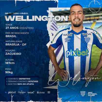 FECHADO - O defensor Wellington é o novo reforço do Avaí. O atleta chega fecha contrata definitivo com a equipe até o final de 2023.