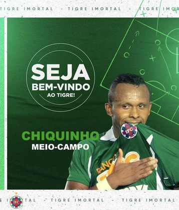 FECHADO - O meia Chiquinho, de 33 anos, foi anunciado pelo Ipatinga, para a disputa do Campeonato Mineiro. Ele estava no Santa Cruz e acumula passagens por Fluminense, Flamengo e Santos. 