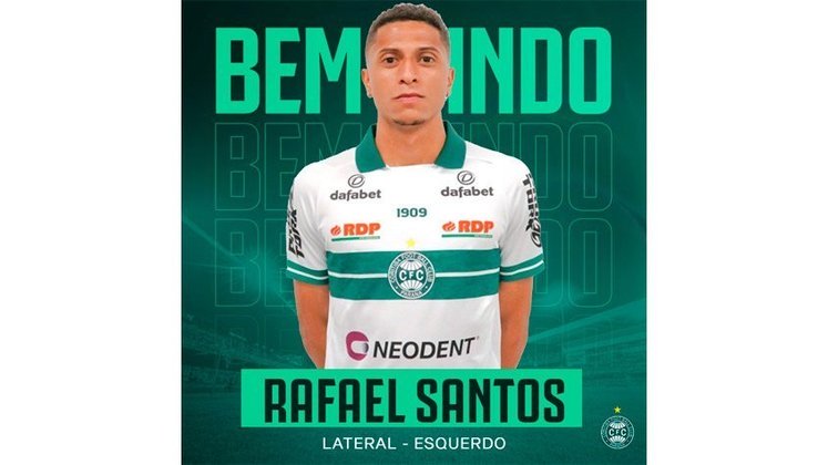 FECHADO - Rafael Santos, lateral-esquerdo, foi emprestado pelo Cruzeiro para o Coritiba. O defensor fica no time paranaense até o final do ano, podendo ser adquirido pelo valor de compra fixado.