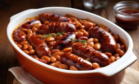 Sabores autênticos: feijão cozido com linguiça fresca grelhada (Sabores Autênticos: Feijão Cozido com Linguiça Fresca Grelhada)