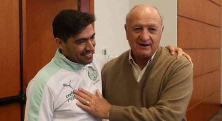 Felipão e Abel Ferreira juntos em visita de Scolari ao Palmeiras
