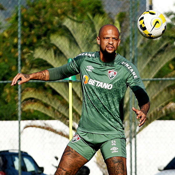 Felipe Melo, em treino do Fluminense
