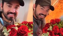 Fernando Zor ganha flores de Maiara após reconciliação: 'Coisa mais linda'