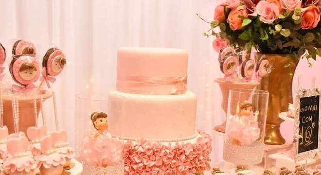 festa bailarina rosa e dourada 
