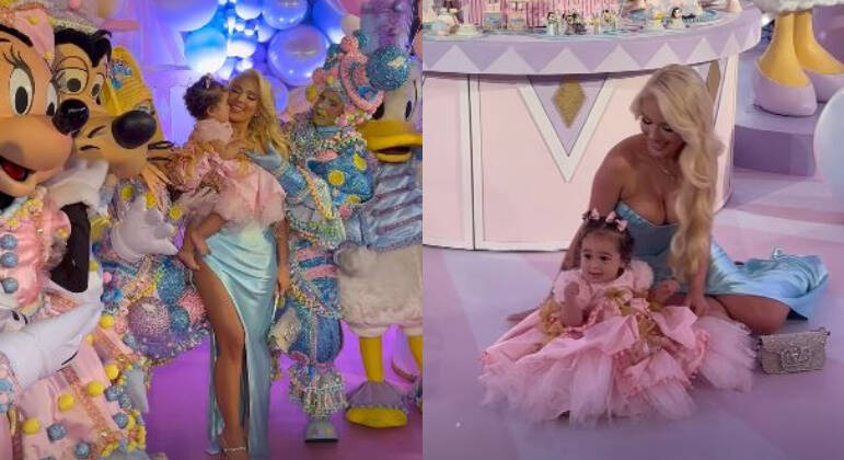 Karoline Lima troca de roupa duas vezes no aniversário da filha