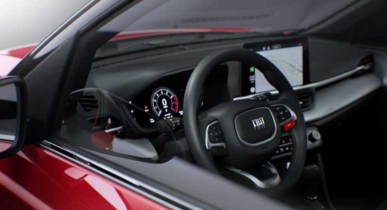 Volante tem a base reta lembrando os carros esportivos