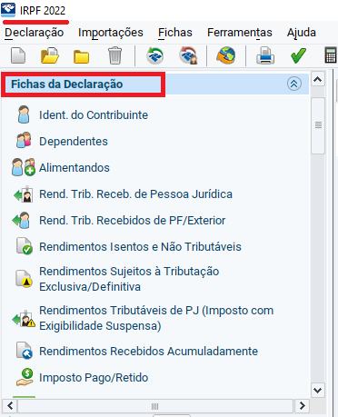 FICHA DECLARAÇÃO IR 2022