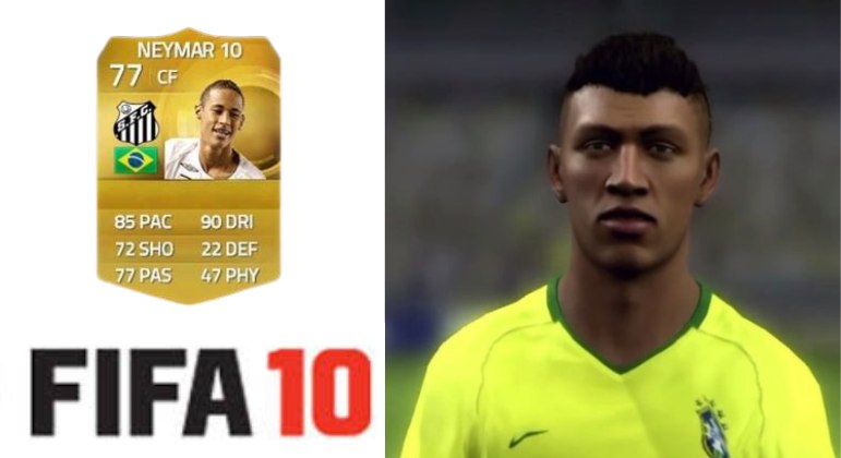 Neymar estreou como iniciante no game na edição Fifa 10. Ainda vestindo a camisa do Santos, o jogador estreava no mesmo ano pela seleção brasileira. O jogo tinha gráficos bastante simples, e o rosto do atleta recebeu pouca atenção