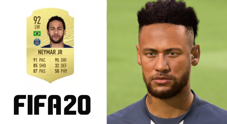 No Fifa 20, o realismo já impressionava, principalmente para aqueles que acompanharam a evolução do game. O camisa 10 do PSG novamente ganhou retoques na barba e tatuagens, mas a mudança mais significativa foi o cabelo mais uma vez. O nível do craque continuou em 92