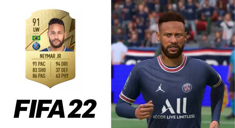 Do 21 para o 22, as mudanças foram quase imperceptíveis no quesito aparência dos jogadores, e com Neymar não foi diferente. A nota do atacante também permaneceu a da temporada anterior