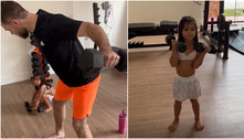 Aos 4 anos, filha de Maíra Cardi 'treina pesado' com o padrasto, Thiago Nigro