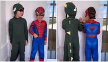 Andressa Suita mostra fantasia dos filhos para o Carnaval: 'Homem-Aranha e Dinossauro' 