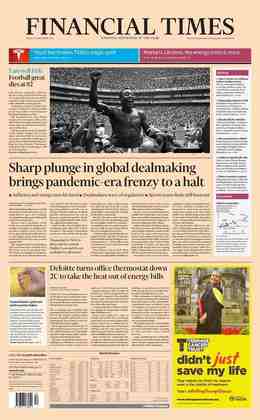 FINANCIAL TIMES (INGLATERRA): especialista em negócios, o jornal inglês abriu espaço para estampar o Rei Pelé em sua capa